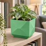 Modern Square Plant Pot in Forest Green