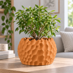 Ripplecrest Planter & Tray in Sunset Orange