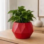 Ten-Sided Geometric Planter in Deep Red