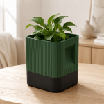 Aura Planter with Black Base in Forest Green