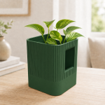 Aura Planter with Hidden Base in Forest Green