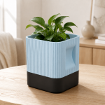 Aura Planter with Black Base in Light Blue