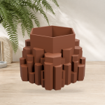 Stone Pillars Planter in Matte Brown