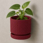 Floral Pattern Wall Planter in Deep Red
