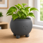 Sad Cauldron Planter in Matte Black
