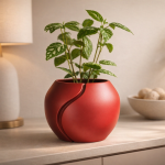 Minimalist Rounded Plant Pot in Red