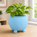 Sad Cauldron Planter in Light Blue