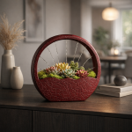 Zen Circular Succulent Planter in Deep Red