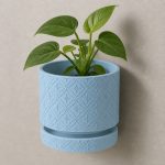 Floral Pattern Wall Planter in Light Blue