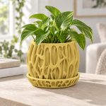 Cascade Planter & Tray in Dawn Yellow