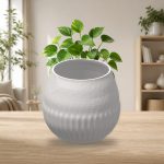 Ribbed Bottom Plant Pot in White
