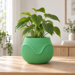 Wavy Ribbed Planter in Forest Green