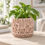 Cascade Planter & Tray in Cherry Pink