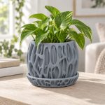 Cascade Planter & Tray in Rock Ash Grey