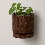 Art Deco Arc Wall Planter in Chocolate Brown