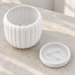 Ceramic-Style Ribbed Planter & Tray