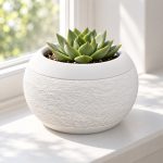 Fuzzy Bowl Planter in Cotton White