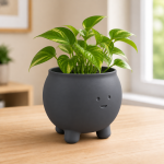 Happy Cauldron Planter in Matte Black