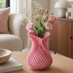 Heart Spiral Vase in Pink