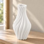 Twisted Spiral Vase — Cotton White