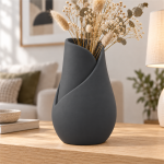 Tulip Petal Vase — Matte Black