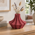 Petal Lattice Vase — Deep Red