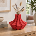 Petal Lattice Vase — Lava Red