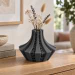 Petal Lattice Vase — Matte Black