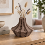 Petal Lattice Vase — Matte Brown