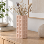 Geometric Square Vase · 2×6 — Cherry Pink