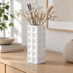 Geometric Square Vase · 2×6 — Cotton White