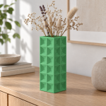 Geometric Square Vase · 2×6 — Forest Green