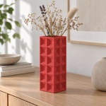 Geometric Square Vase · 2×6 — Lava Red