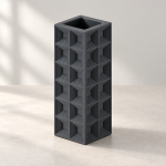 Geometric Square Vase · 2×6 — Matte Black