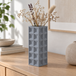 Geometric Square Vase · 2×6 — Rock Ash Grey