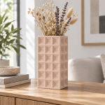 Geometric Square Vase · 3×6 — Cherry Pink