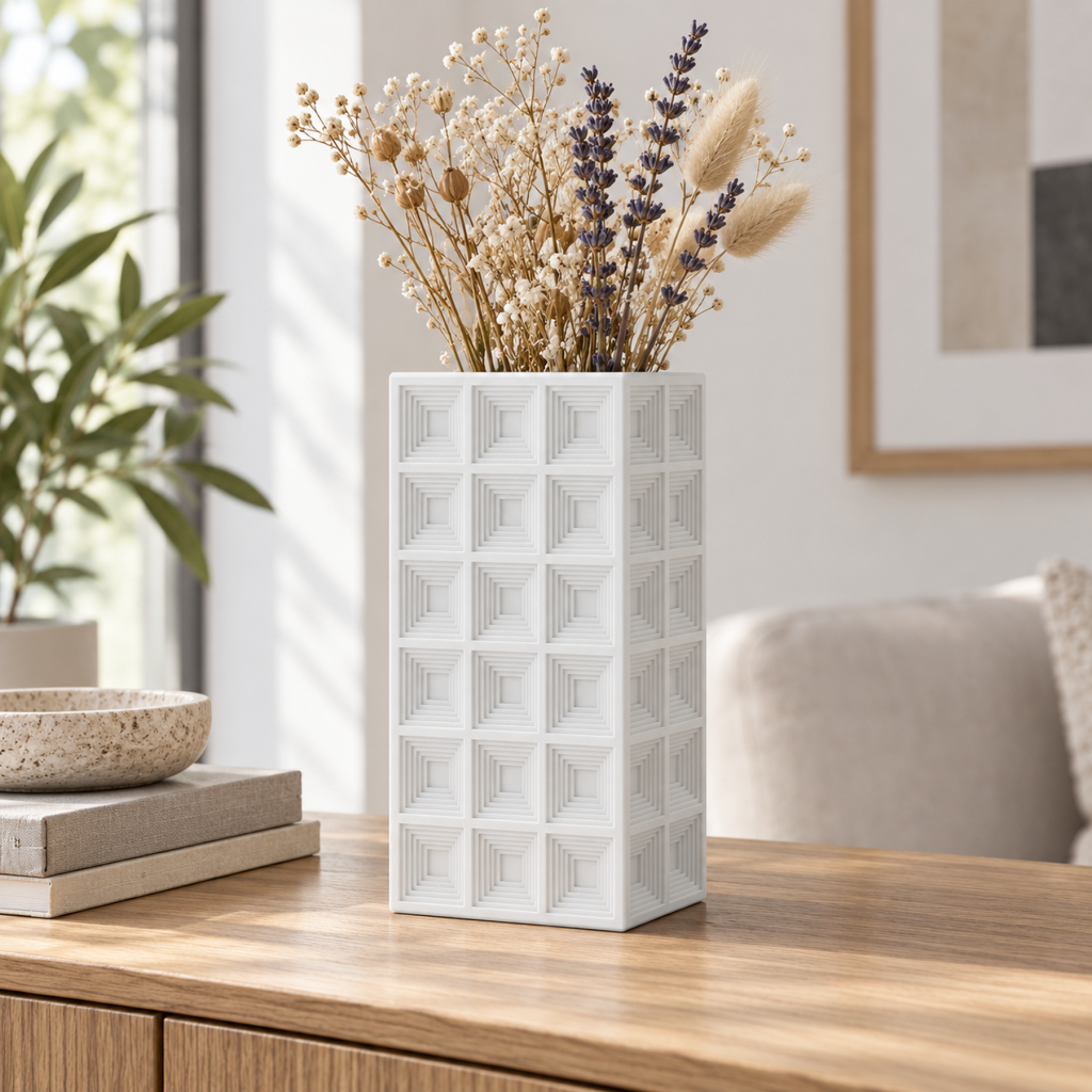 Geometric Square Vase · 3×6