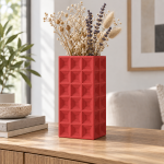 Geometric Square Vase · 3×6 — Lava Red