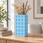 Geometric Square Vase · 3×6 — Light Blue