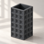 Geometric Square Vase · 3×6 — Matte Black