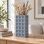 Geometric Square Vase · 3×6 — Rock Ash Grey