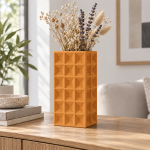 Geometric Square Vase · 3×6 — Sunset Orange