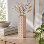 Tall Geometric Vase · 8×2 — Cherry Pink