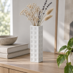 Tall Geometric Vase · 8×2 — Cotton White
