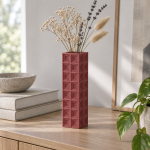 Tall Geometric Vase · 8×2 — Deep Red
