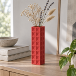 Tall Geometric Vase · 8×2 — Lava Red