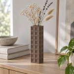 Tall Geometric Vase · 8×2 — Matte Brown