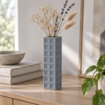 Tall Geometric Vase · 8×2 — Rock Ash Grey